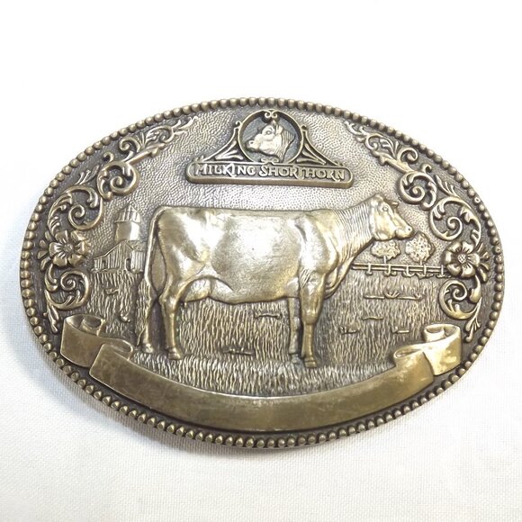 Vintage Milking Shorthorn Belt Buckle - Picture 1 of 7